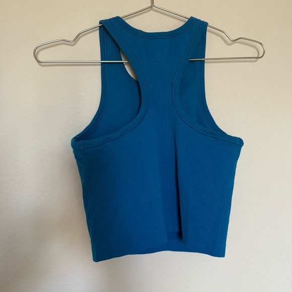 Lululemon Ebb to Street Cropped Racerback Tank Top in Poolside Blue Size 4 - Picture 9 of 10